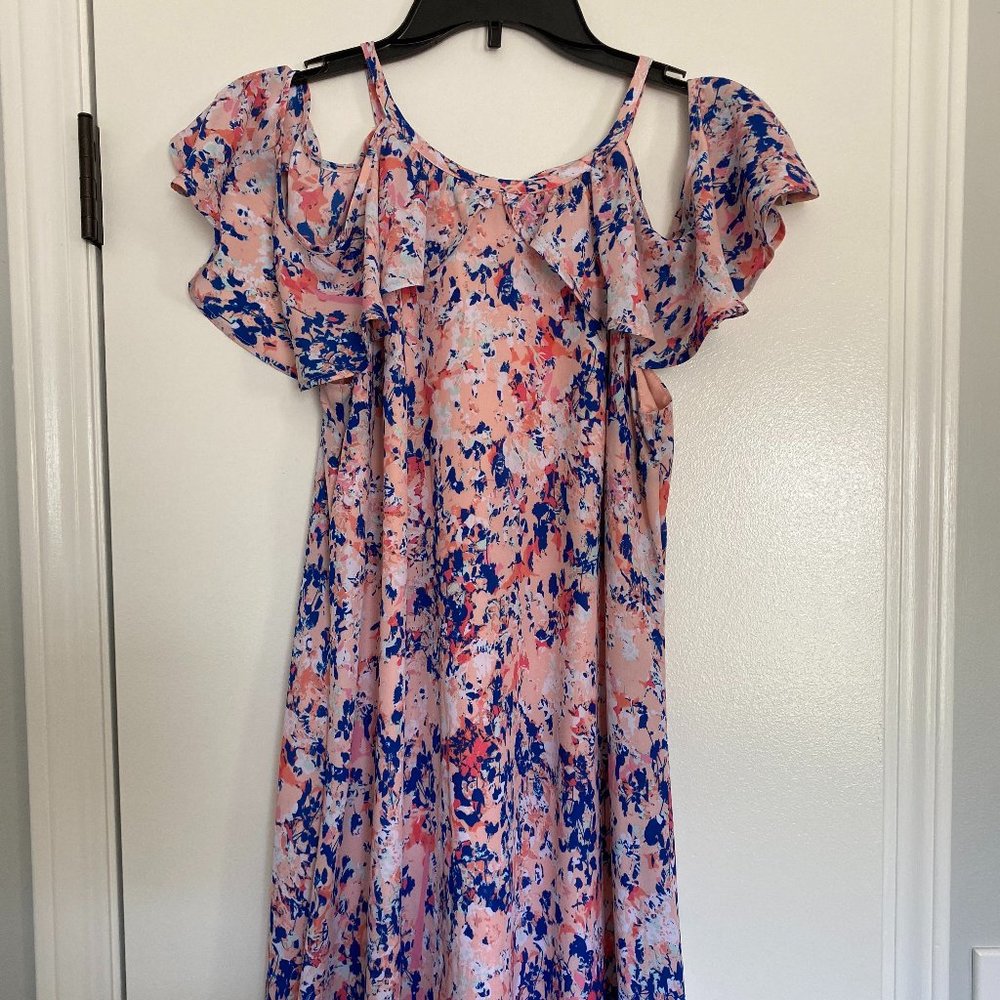 Floral Dress with Flowy Shoulder Pieces
